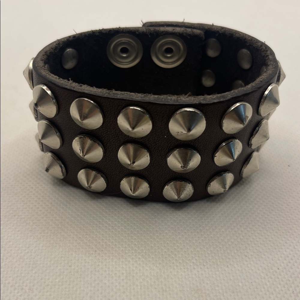 Campomaggi Studded Brown Leather Bracelet